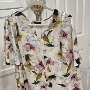 Alfani Floral Button-Front Blouse - Pink, Yellow, Black